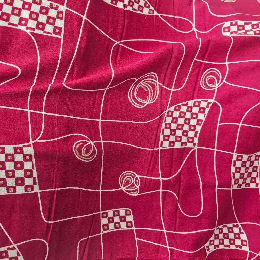 Folded Pink Abstract Rayon Fabric