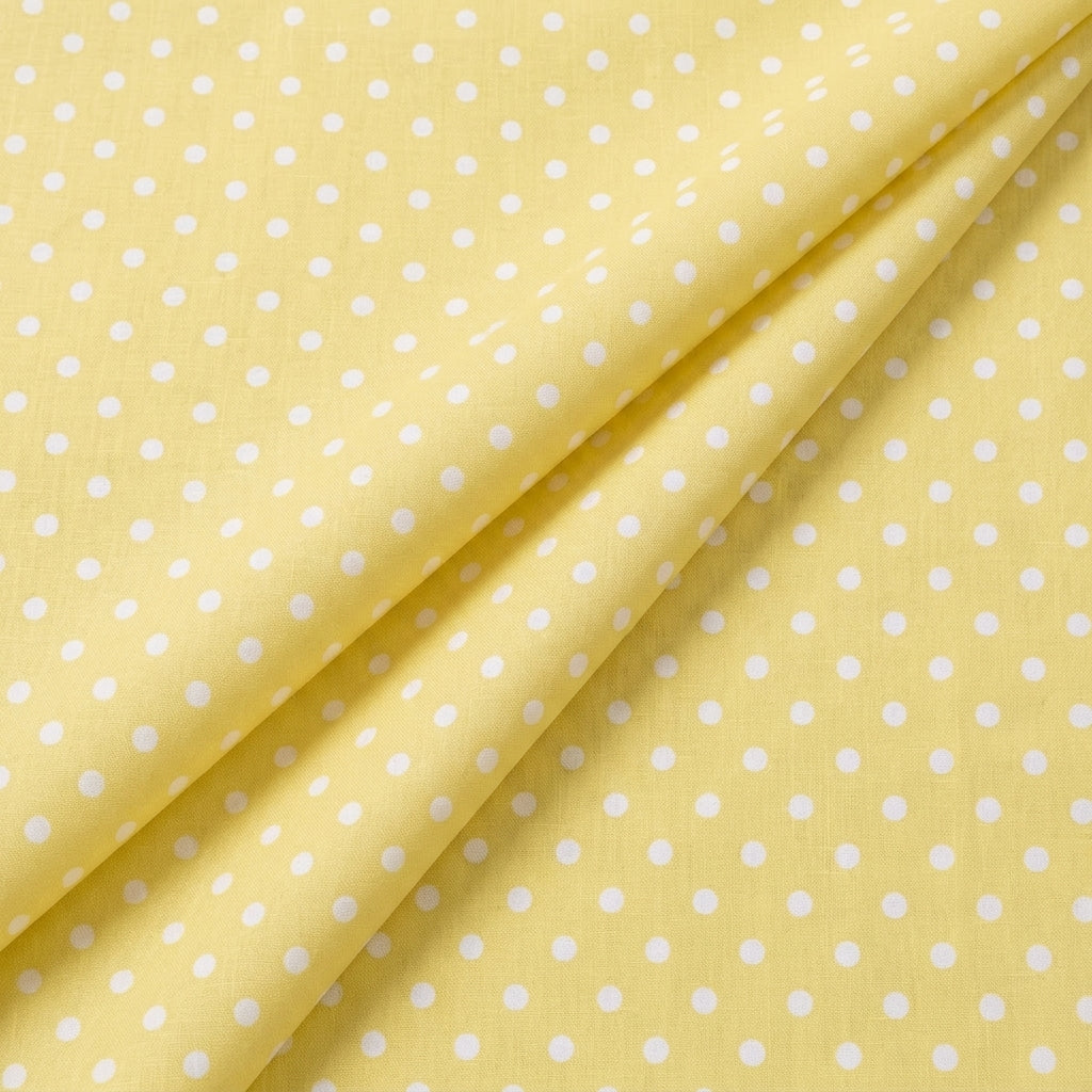 Folded Yellow Polka Dots Cotton Fabric