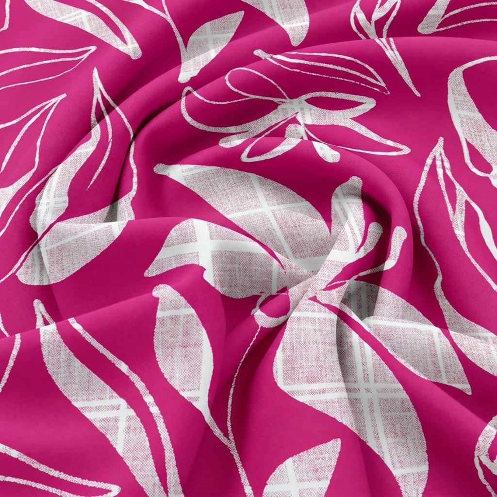 Swirled Pink Leaf Rayon Fabric Showing Drape