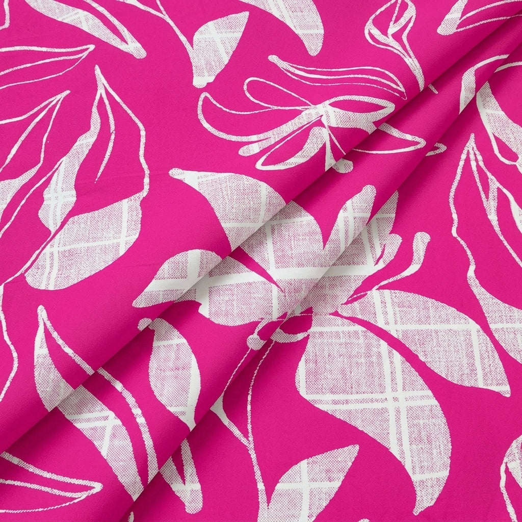 Folded Pink Leaf Rayon Fabric