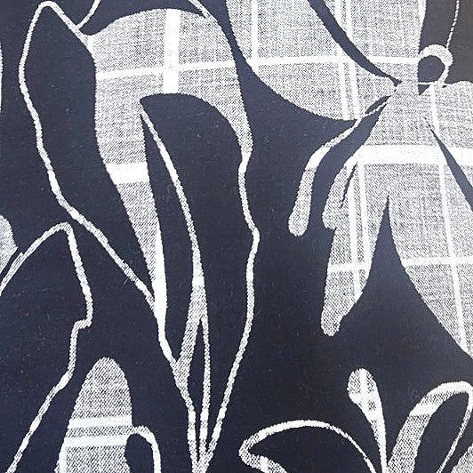 Black Leaf Rayon Fabric, laid flat
