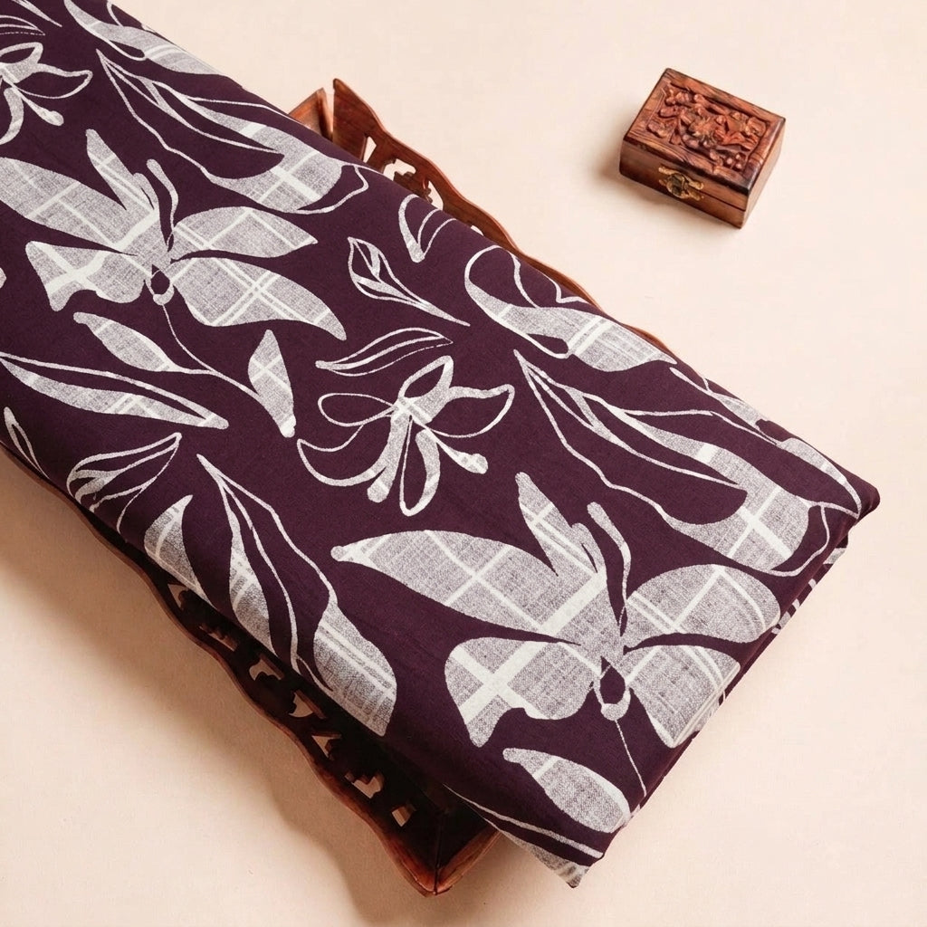 Folded Wine Leaf Rayon Fabric Highlighting Texture