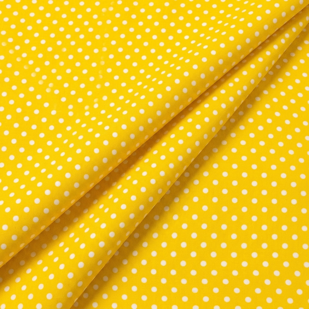Folded Yellow Polka Dots Cotton Fabric