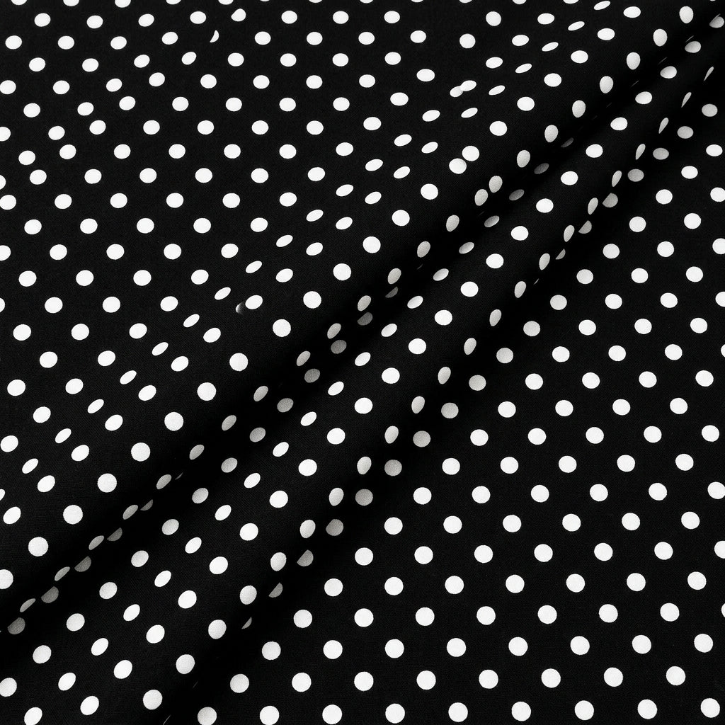 Folded Black Polka Dots Cotton Fabric
