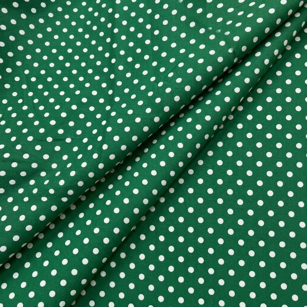 Folded Green Polka Dots Cotton Fabric
