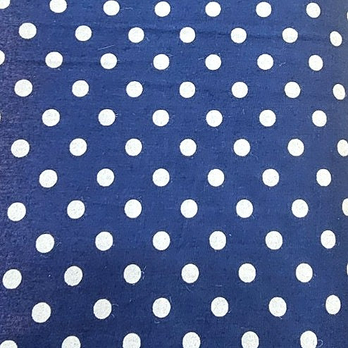 Blue Polka Dots Cotton Fabric, laid flat