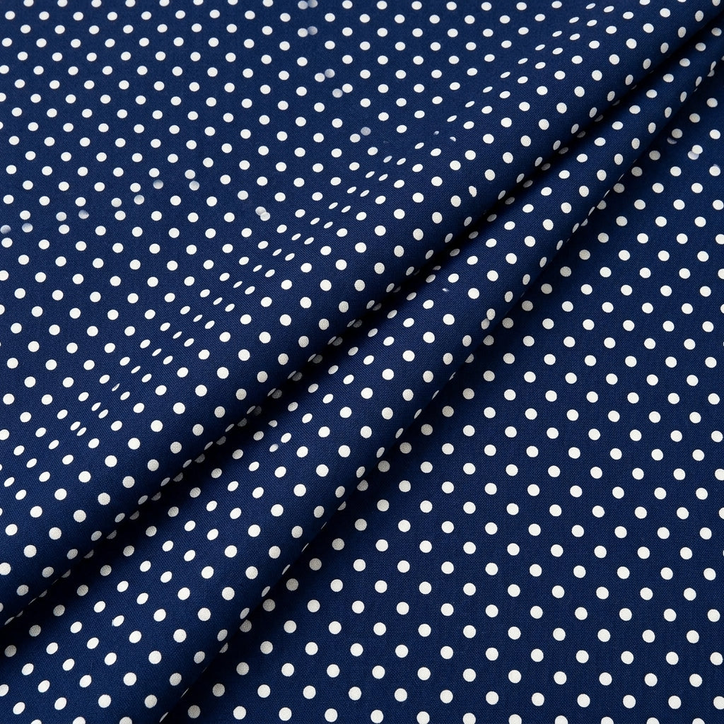 Folded Blue Polka Dots Cotton Fabric