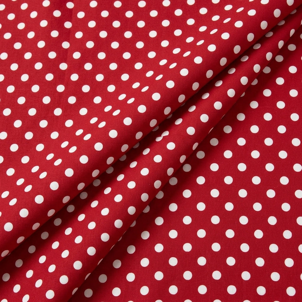 Folded Red Polka Dots Cotton Fabric