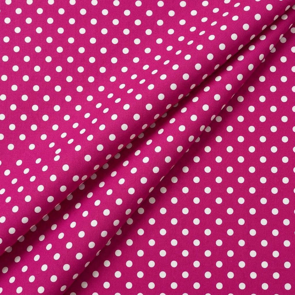 Folded Pink Polka Dots Cotton Fabric