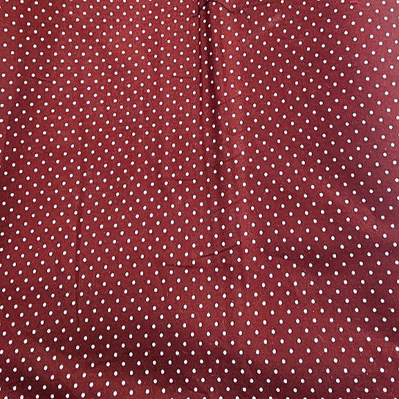 Brown Polka Dots Cotton Fabric, laid flat