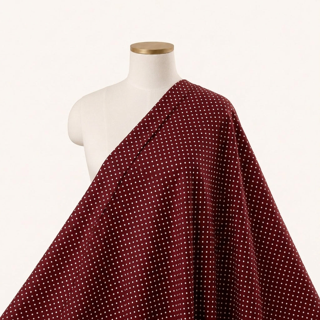 Brown Polka Dots Cotton Fabric Draped as a saree