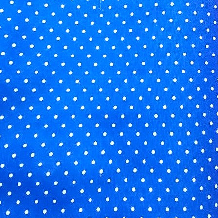 Blue Polka Dots Cotton Fabric, laid flat