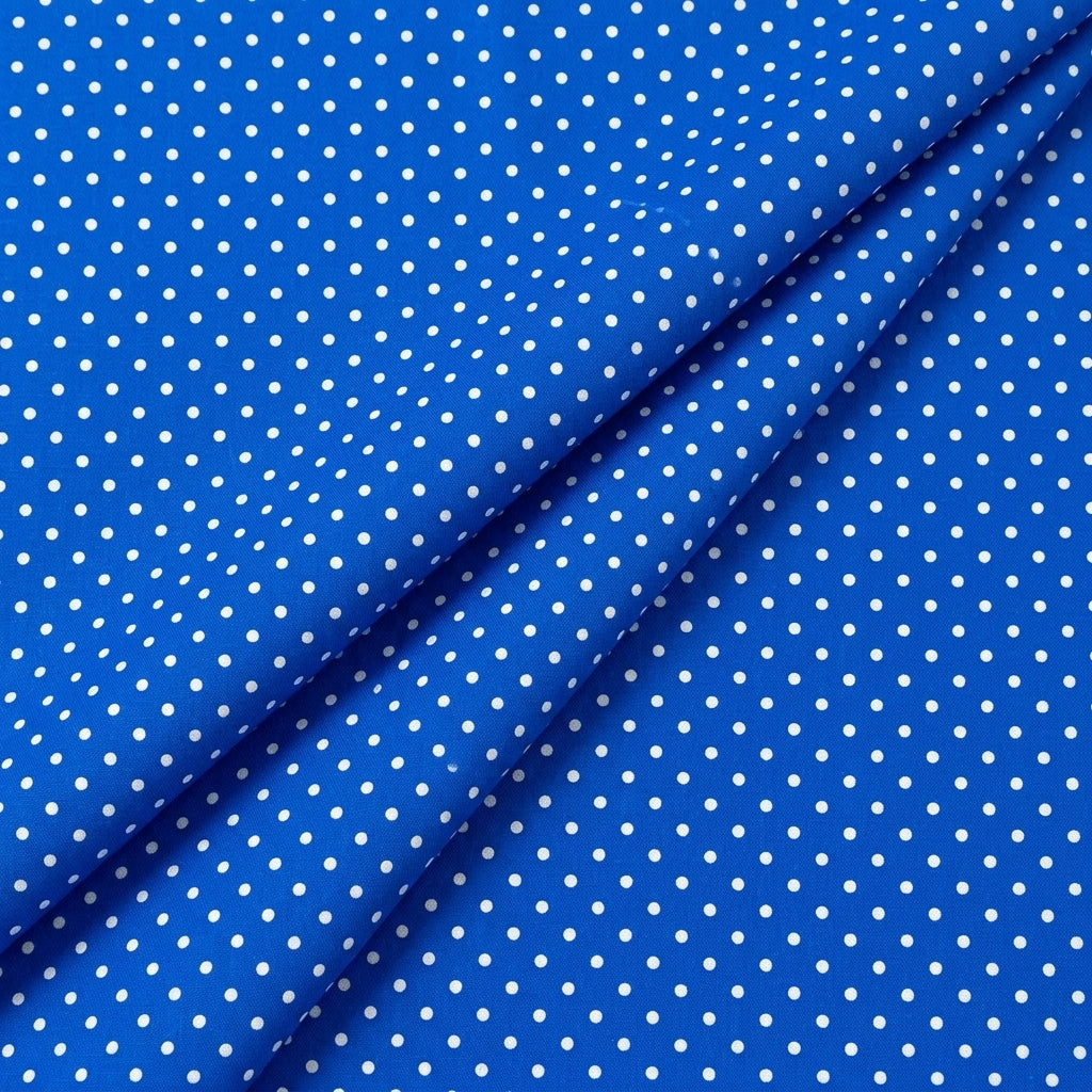 Folded Blue Polka Dots Cotton Fabric