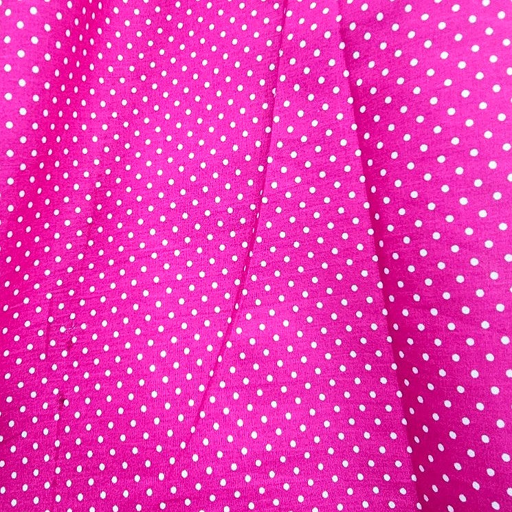 Pink Polka Dots Cotton Fabric, laid flat