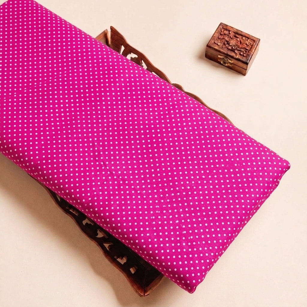 Folded Pink Polka Dots Cotton Fabric Highlighting Texture