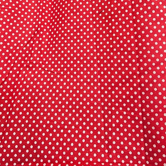 Red Polka Dots Cotton Fabric, laid flat