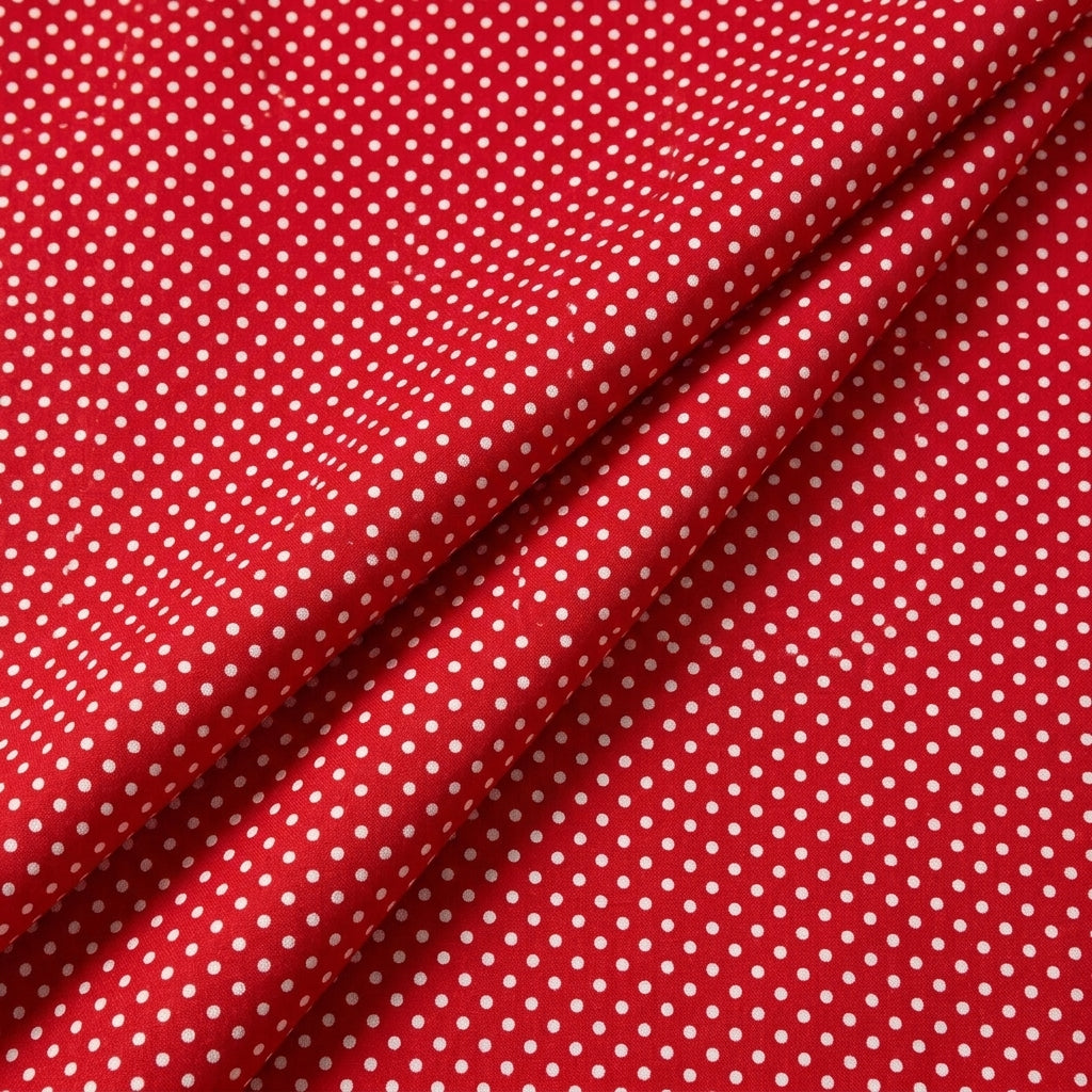 Folded Red Polka Dots Cotton Fabric