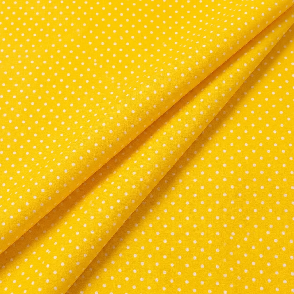 Folded Yellow Polka Dots Cotton Fabric