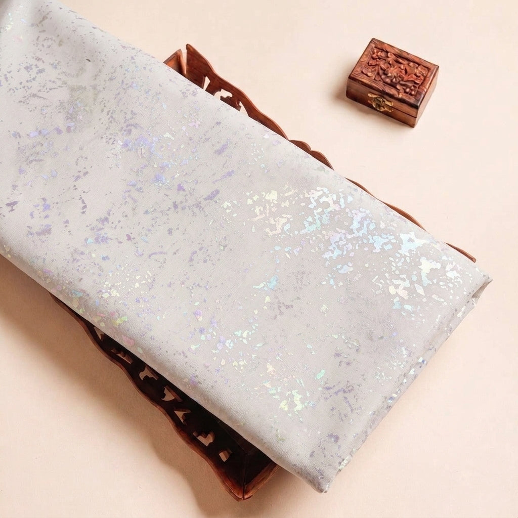 Folded Violet Shimmer Tissue Fabric Highlighting Texture