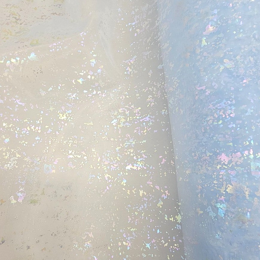 Blue Shimmer Tissue Fabric, laid flat