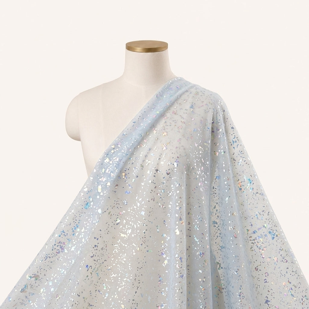 Blue Shimmer Tissue Fabric, draped as a saree