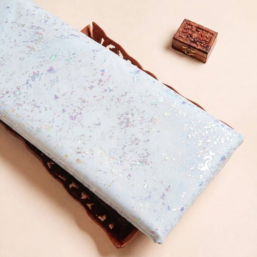 Blue Shimmer Tissue Fabric, folded
