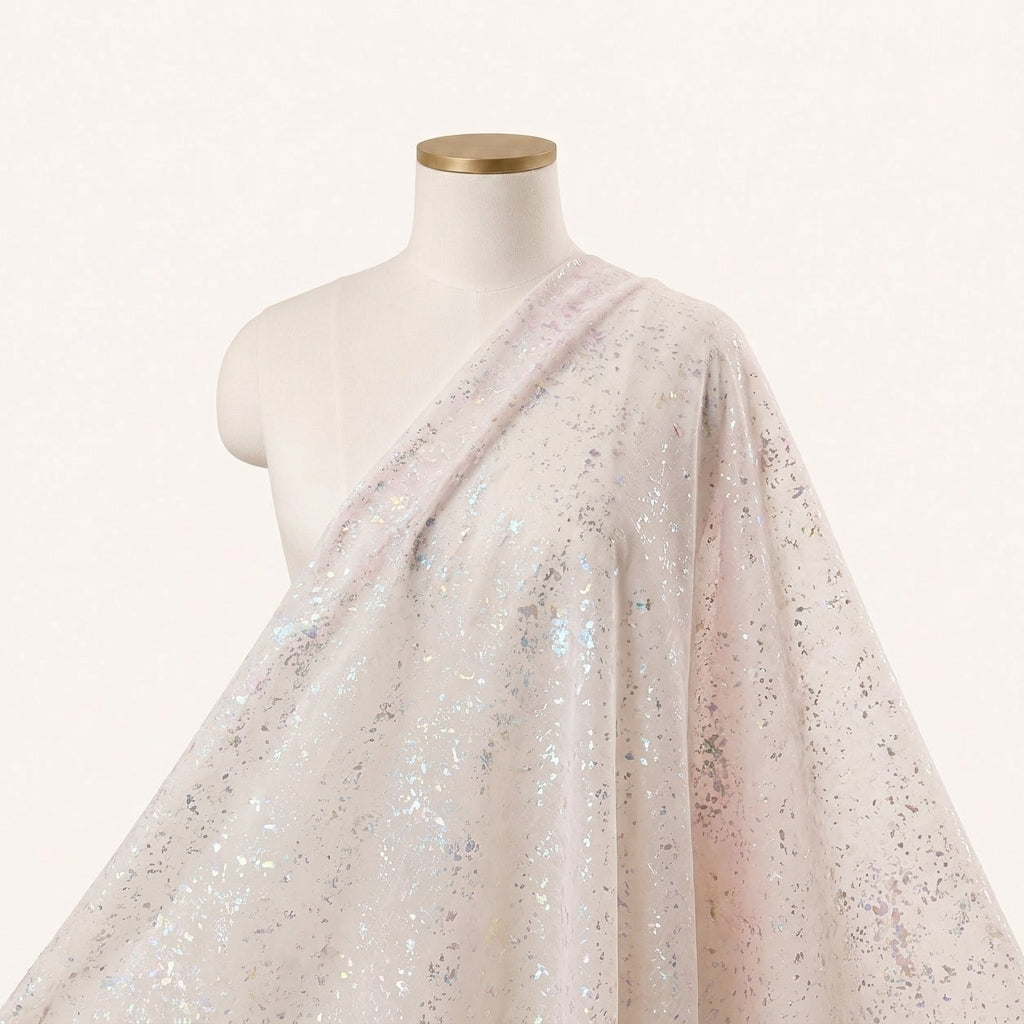 Pink Shimmer Tissue Fabric Draped as a saree