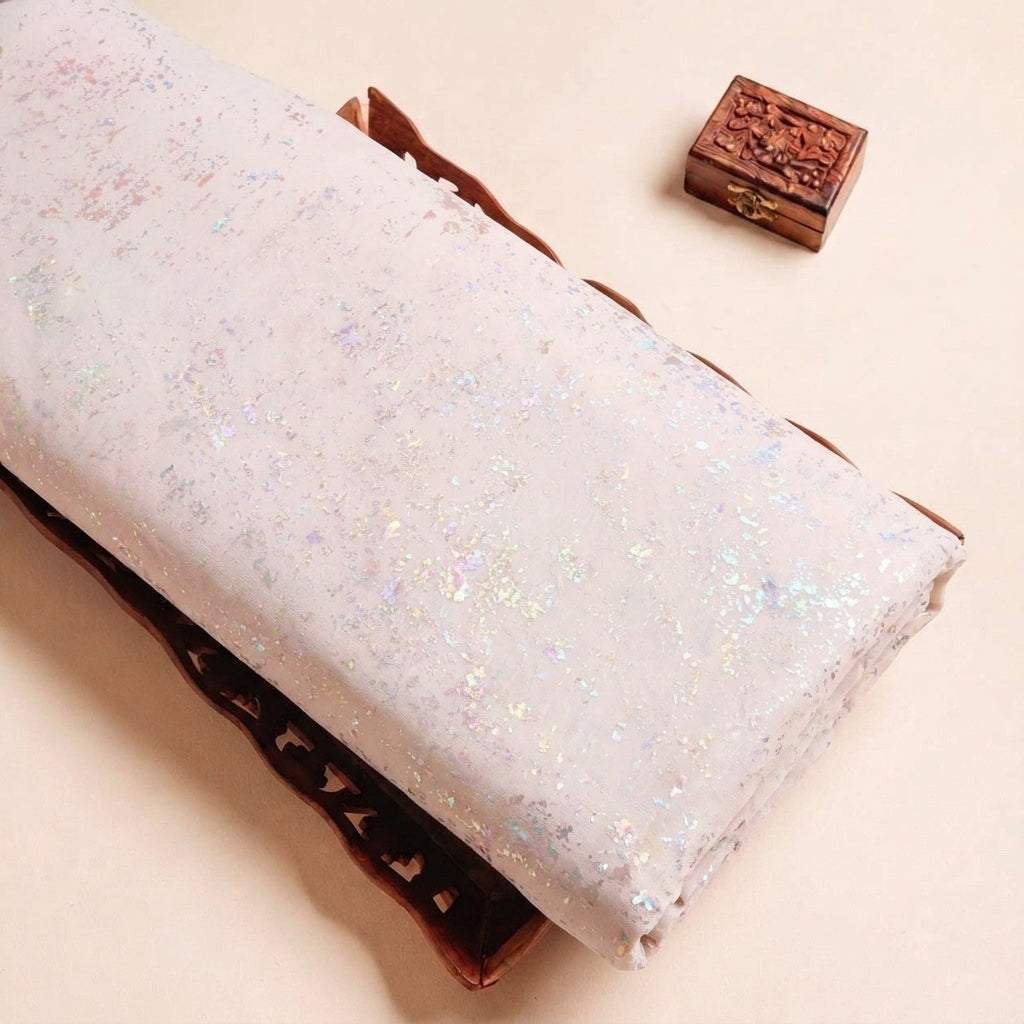 Pink Shimmer Tissue Fabric, folded