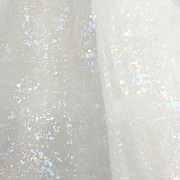 White Shimmer Tissue Fabric, laid flat