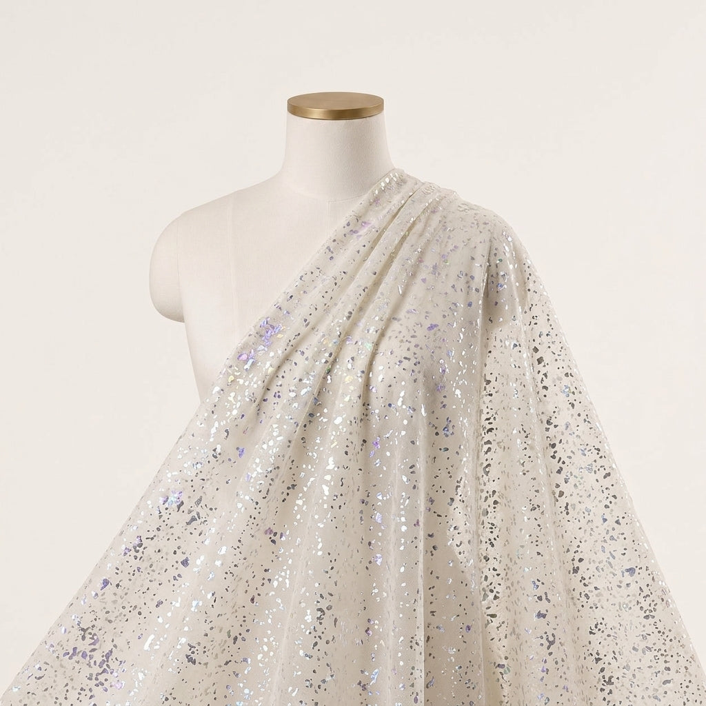 White Shimmer Tissue Fabric Draped as a saree