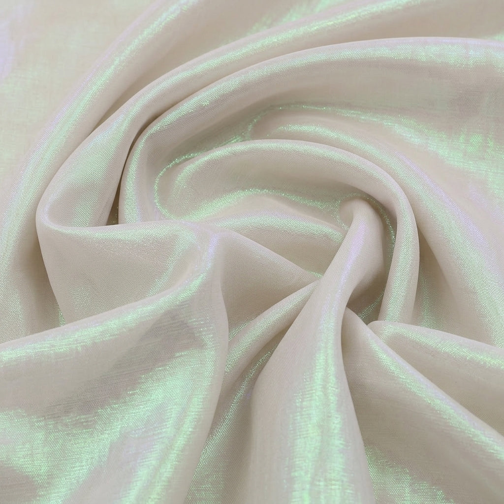 Swirled Peach Rainbow Tissue Fabric Showing Drape