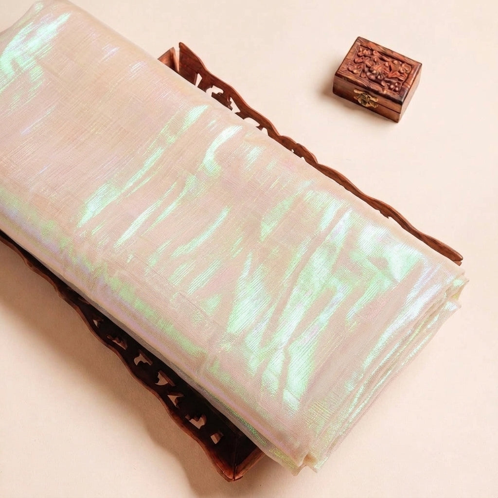 Peach Rainbow Tissue Fabric, folded