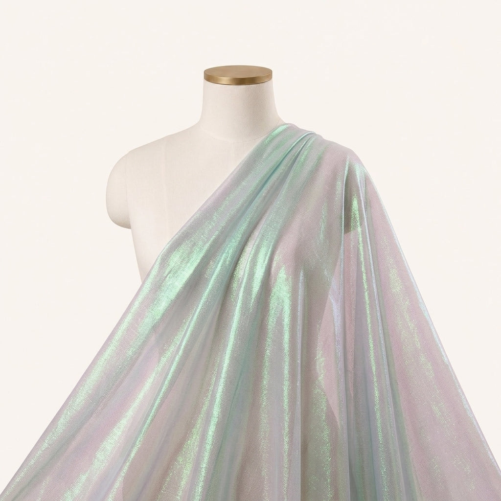 Blue Rainbow Tissue Fabric, draped as a saree