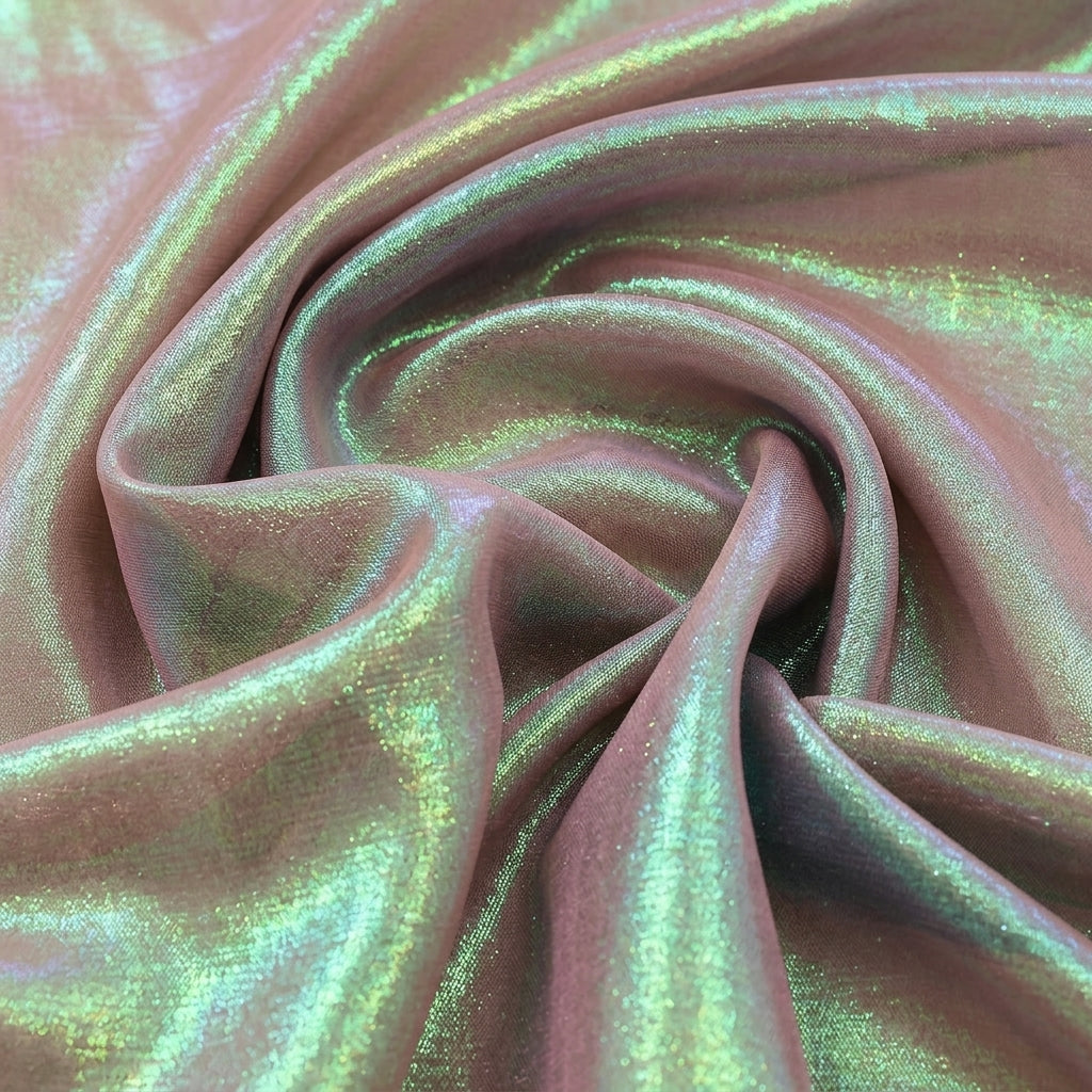 Swirled Pink Rainbow Tissue Fabric Showing Drape