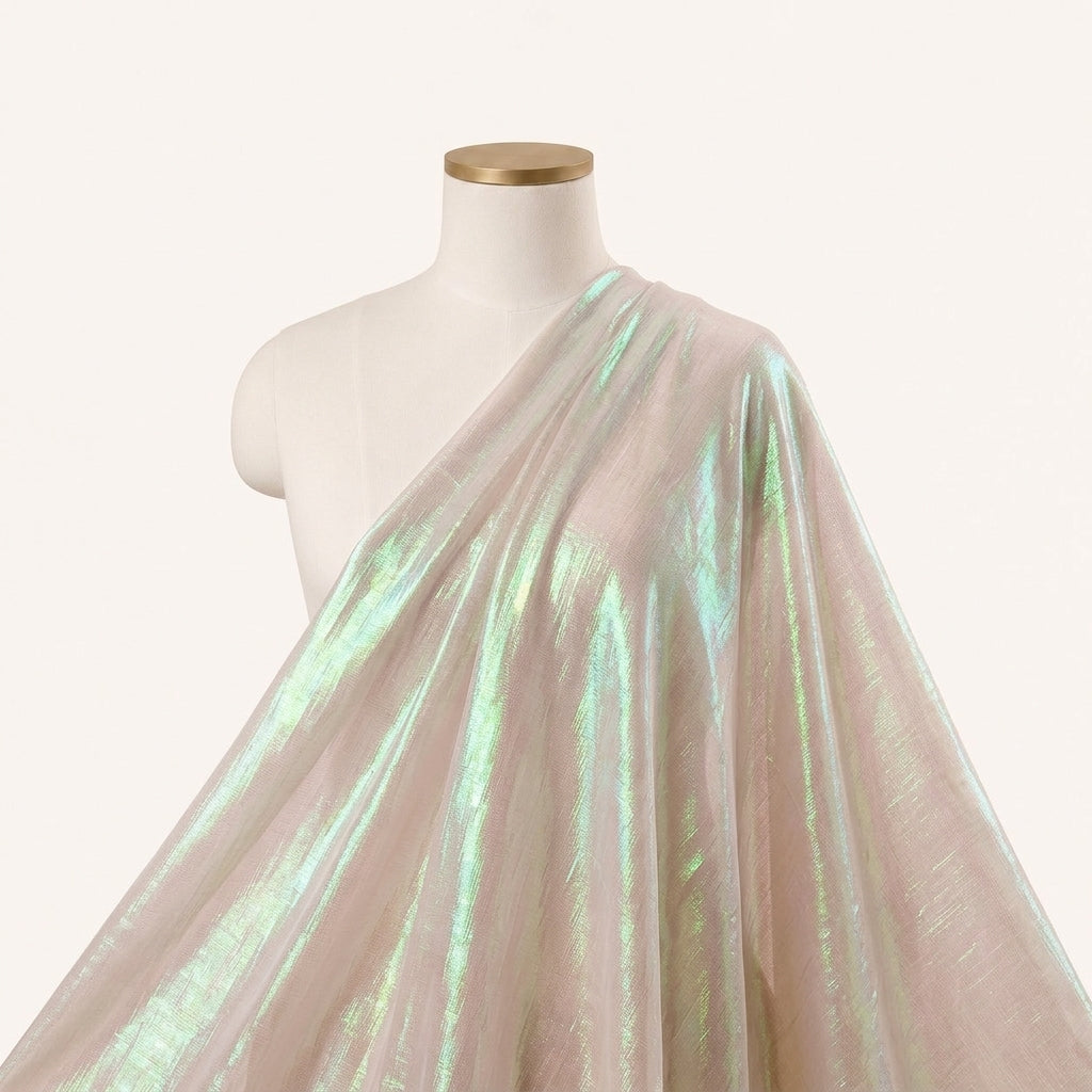 Pink Rainbow Tissue Fabric Draped as a saree