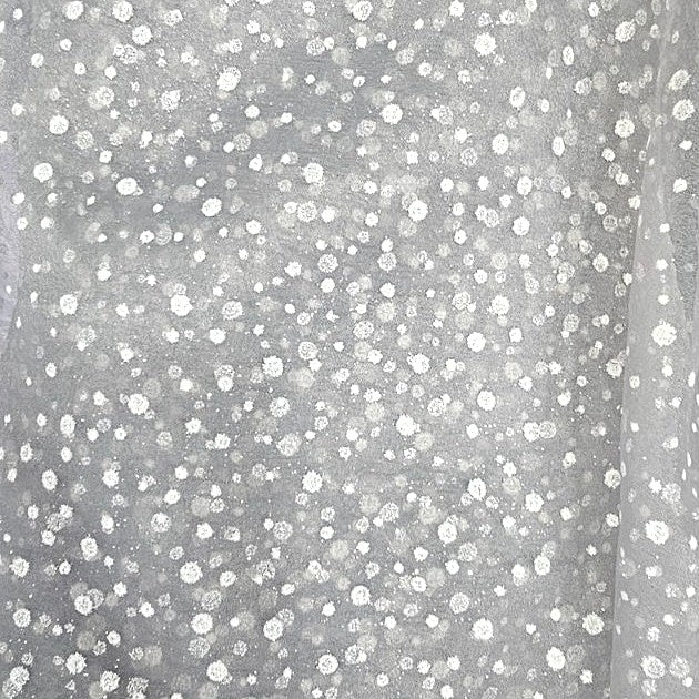 Light Grey Butta Organza Fabric, laid flat