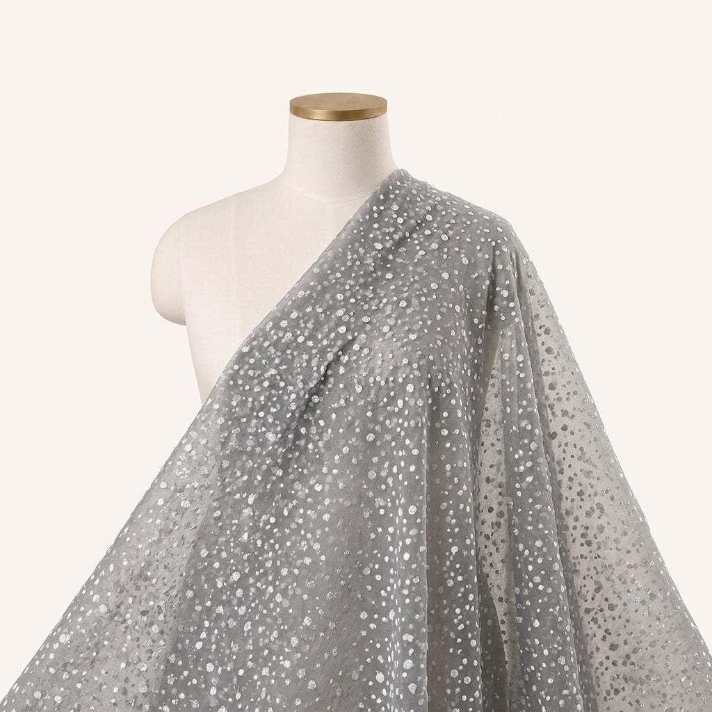 Light Grey Butta Organza Fabric Draped as a saree