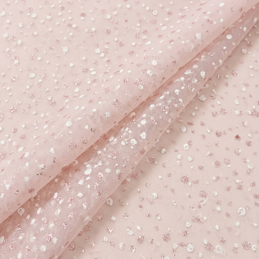 Folded Light Pink Butta Organza Fabric