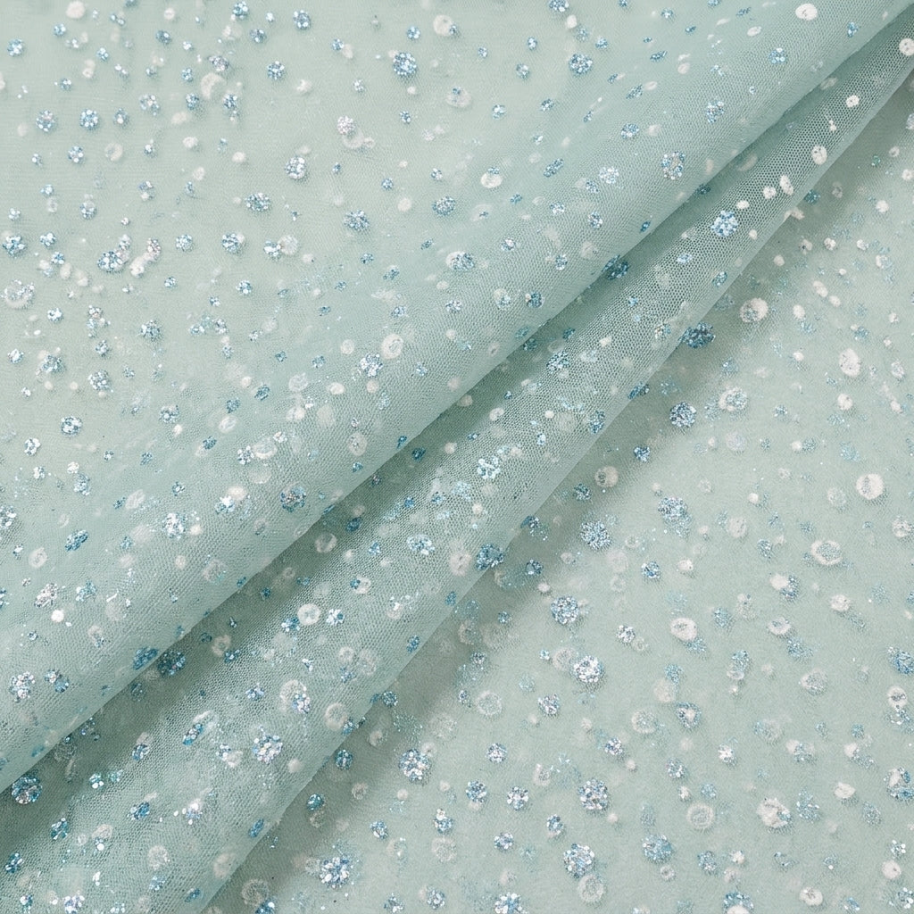 Folded Green Butta Organza Fabric