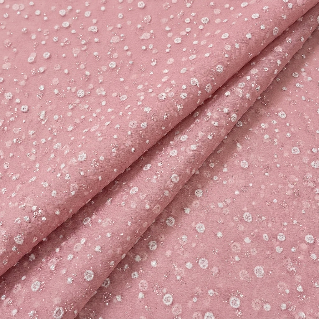 Folded Pink Butta Organza Fabric