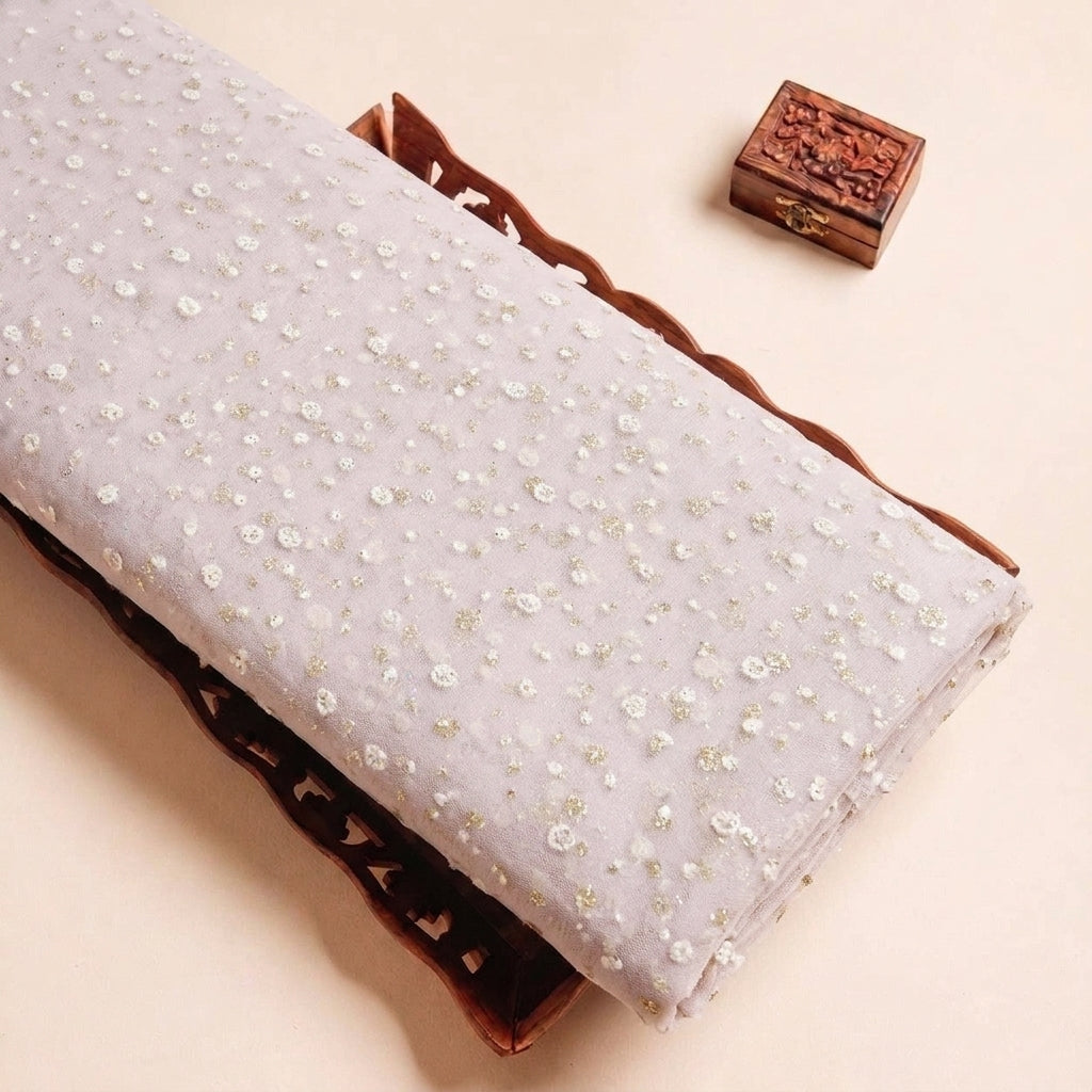 Light Lavender Butta Organza Fabric, folded