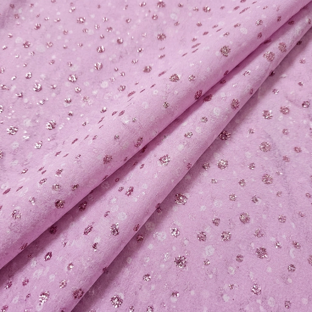 Folded Pink Butta Organza Fabric