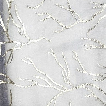 Dark Grey Zari Organza Fabric, laid flat