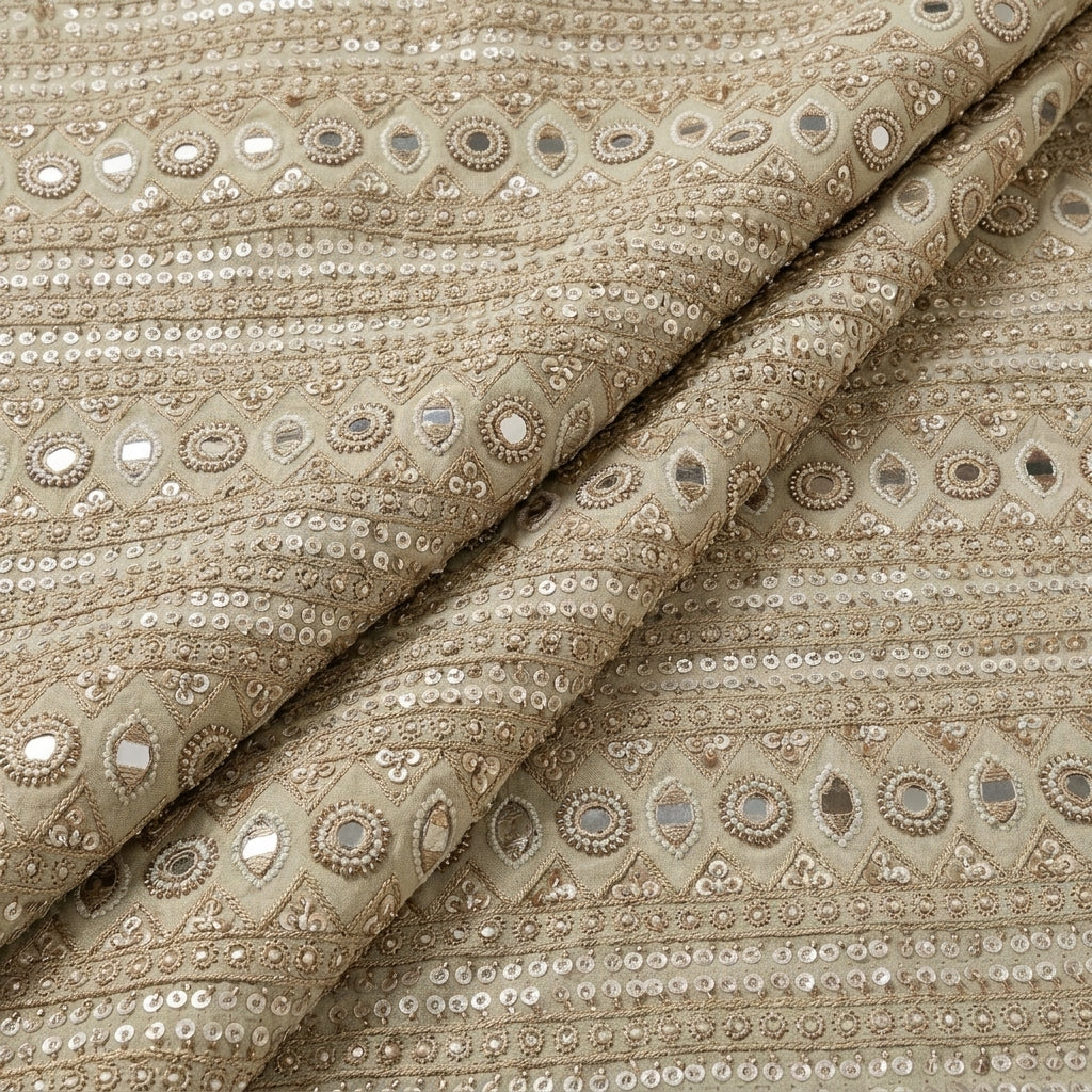 Folded Cream Embroidery Tissue Fabric
