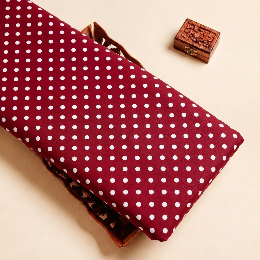 Dusty Pink Polka Dots Cotton Fabric, folded