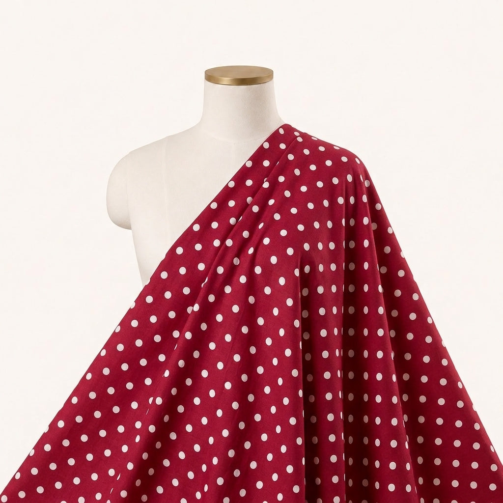 Dusty Pink Polka Dots Cotton Fabric Draped as a saree