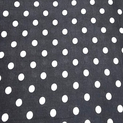 Black Polka Dots Cotton Fabric, laid flat