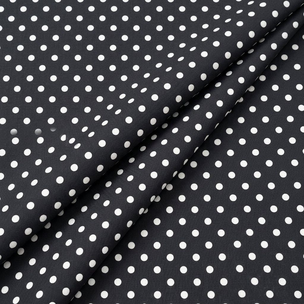 Folded Black Polka Dots Cotton Fabric