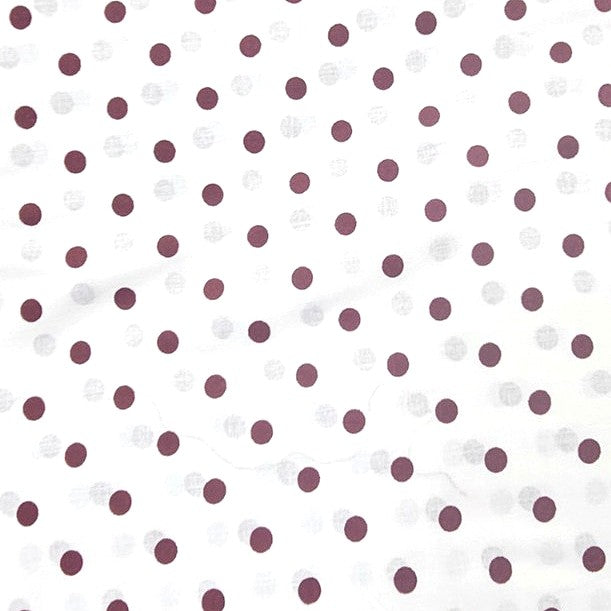Brown White Polka Dots Cotton Fabric, laid flat