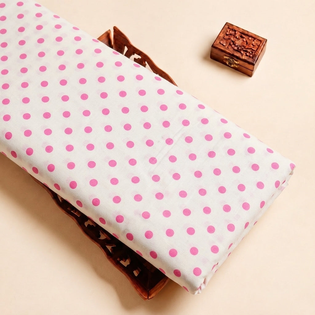 White Polka Dots Cotton Fabric